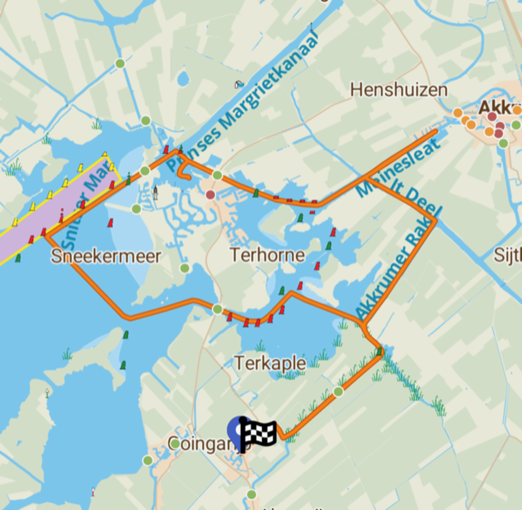 Fahrroute Akkrum - Terherne - Sneekermeer